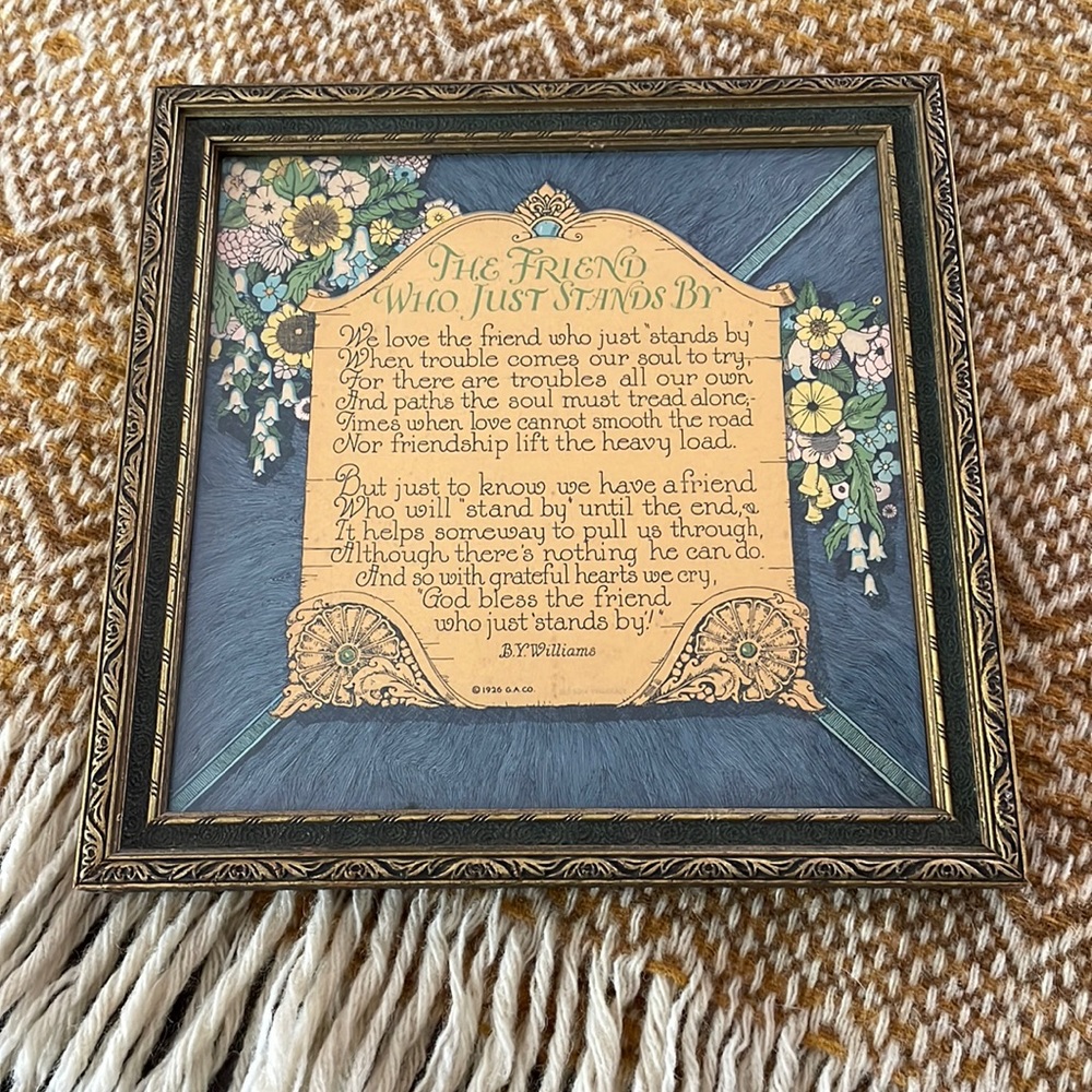 Friendship Framed Poem 1926